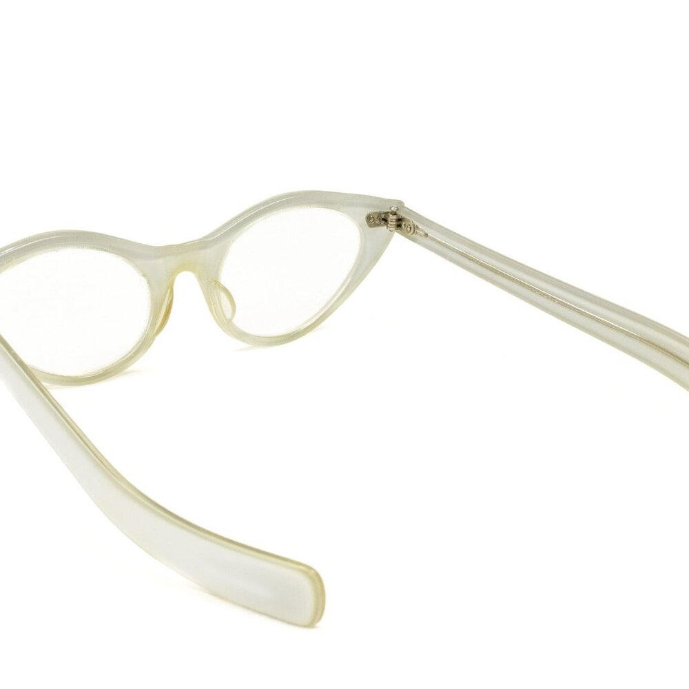 Vintage 50s White Cat Eye Glasses W/ Star Detaili… - image 5